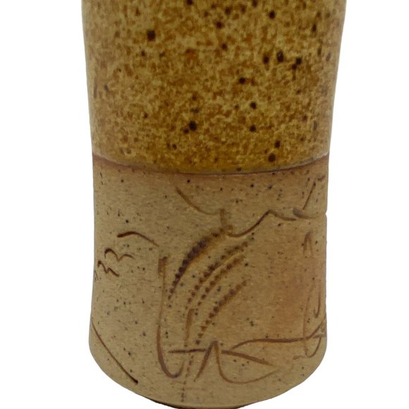 Beige Speckled Stoneware Pottery Flower Vase - Picture 3 of 5